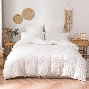 Textured White Duvet Cover Set