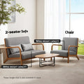 Grey 2-seater sofa and matching chair set labelled 
