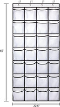 24-pocket over-door mesh shoe organizer dimensions diagram showing 65 inch height and 22.6 inch width