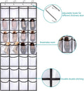 24-pocket over-door organizer with shoes and feature callouts for hooks breathable mesh and double stitching