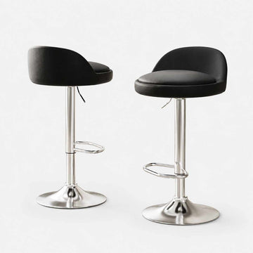 Artiss Swivel Gas Lift Bar Stool Low Back Round Seat Black