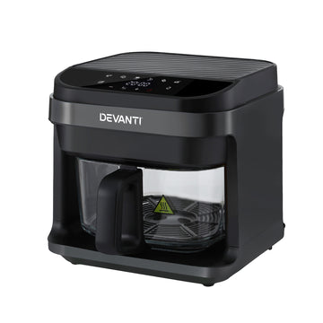 Devanti Air Fryer 5.5L Glass Basket Touch Control Black