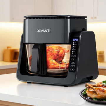 Devanti 2-in-1 Air Fryer and BBQ Grill 5.5L Black