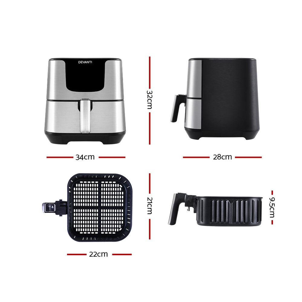 Devanti Air Fryer 7L LCD Digital 1700W Black