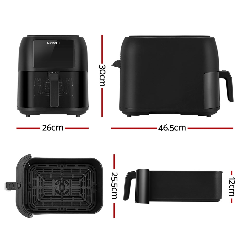 Devanti 8L Air Fryer with LCD Touch Controls 1700W