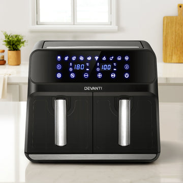 Devanti 8L Dual Zone Air Fryer 1700W LCD Black