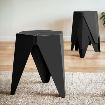 Artiss Puzzle Stool Set of 4 Interlocking Stackable Black