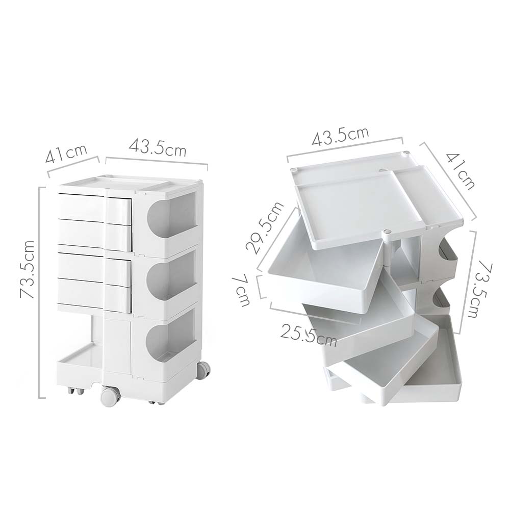 Artiss Storage Trolley Cart 5-Tier White 73.5cm