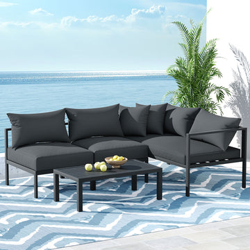 Gardeon Aluminium Outdoor Sofa Set 4-Seater Charcoal