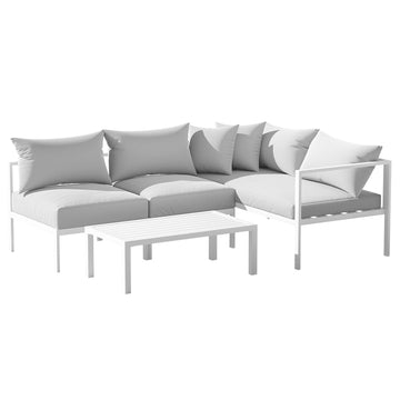 Gardeon Aluminium Outdoor Sofa Set 4-Seater with Cushions White