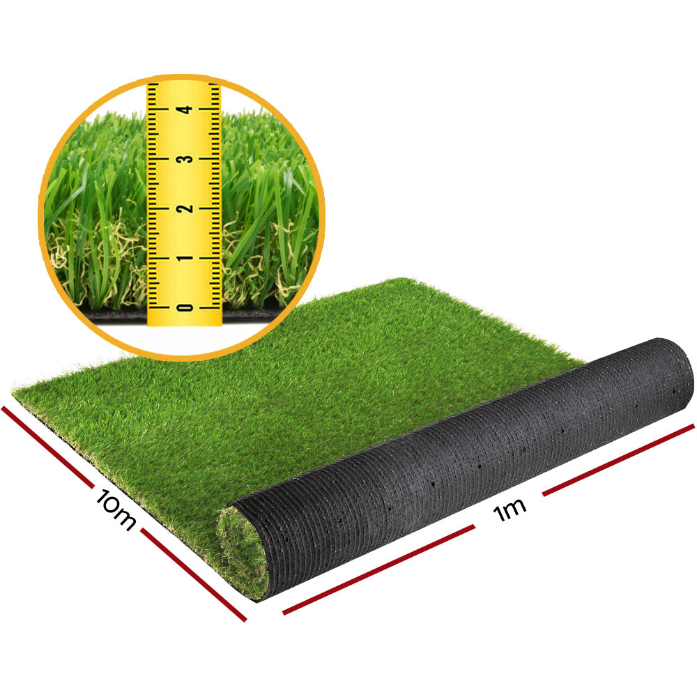 Prime Turf Artificial Grass 10sqm Realistic Synthetic Lawn 30mm 4-Tone Green