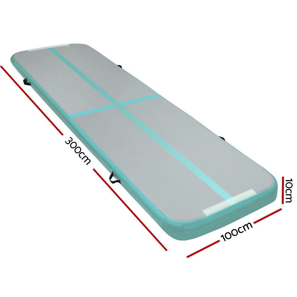 Everfit Air Track Mat 3m x 1m Gymnastics Training Mint Green