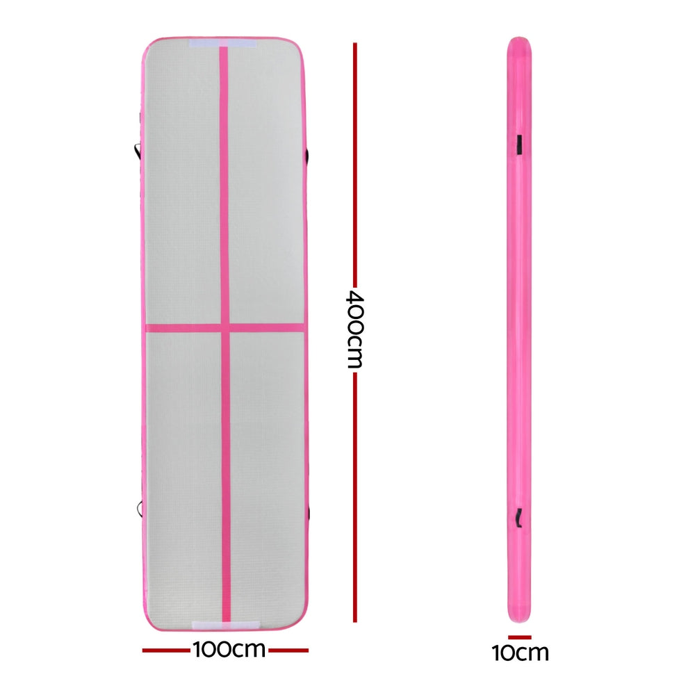 Everfit Air Track Mat Gymnastics Tumbling Cheerleading 4M Pink