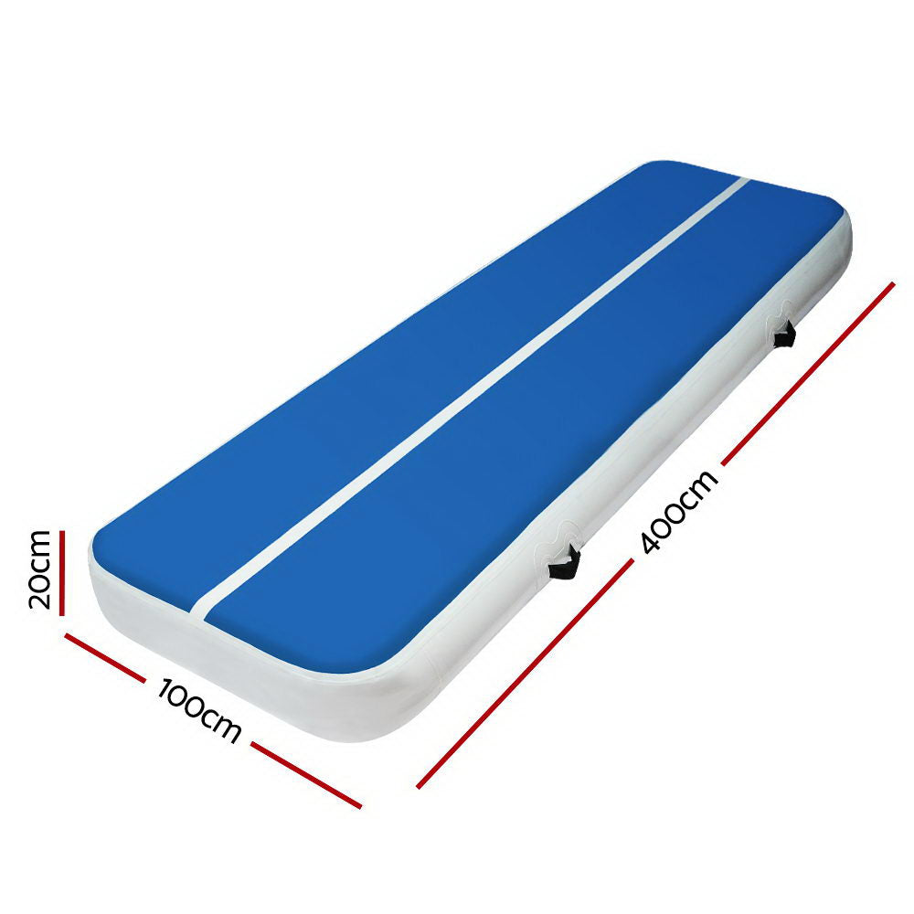 Everfit Professional Air Track Mat 4m x 1m 20cm Thick Blue