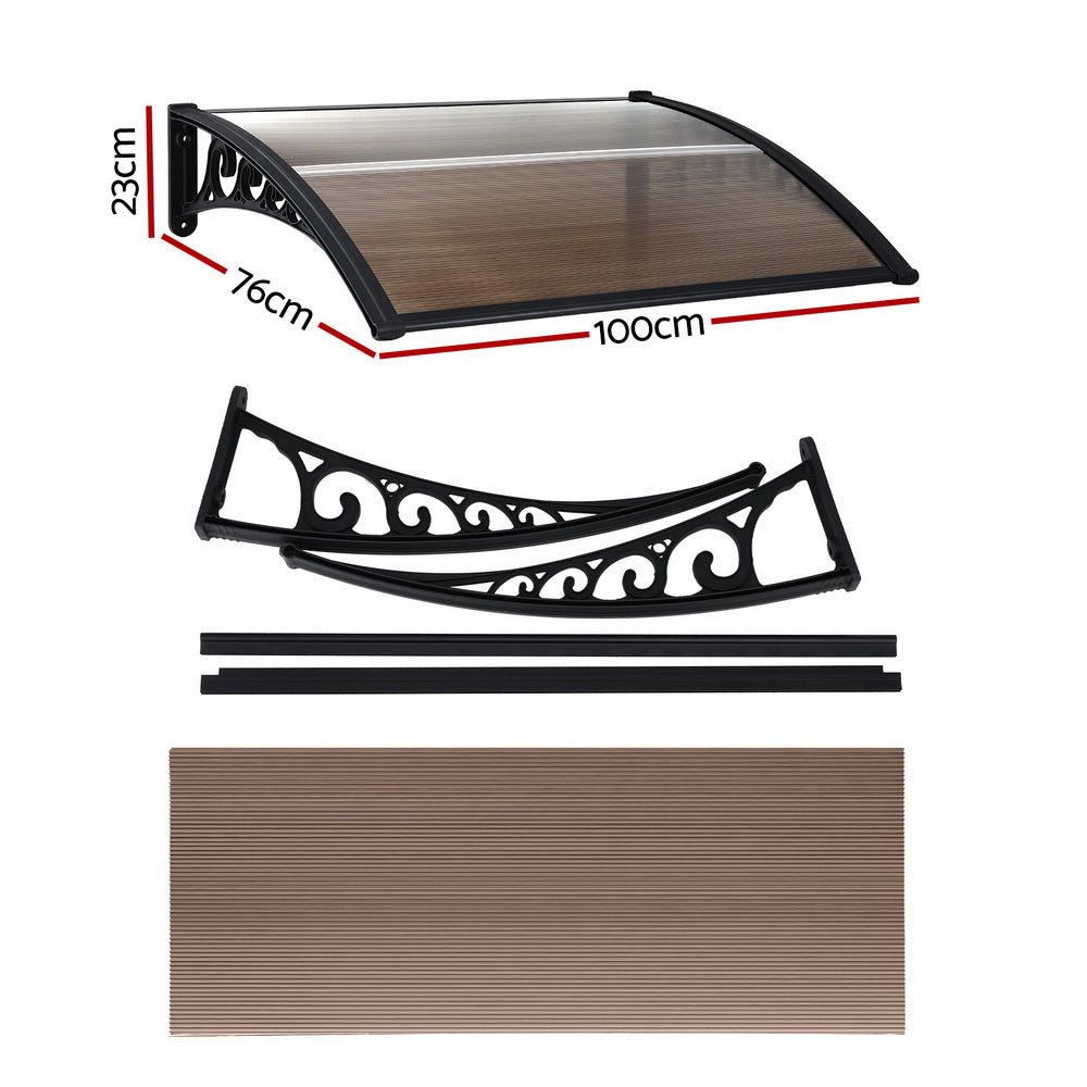 Instahut Window and Door Awning 0.8m x 1m Brown