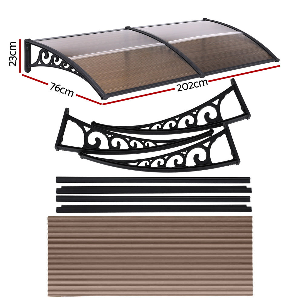 Instahut Window and Door Awning 0.8m x 2m Brown