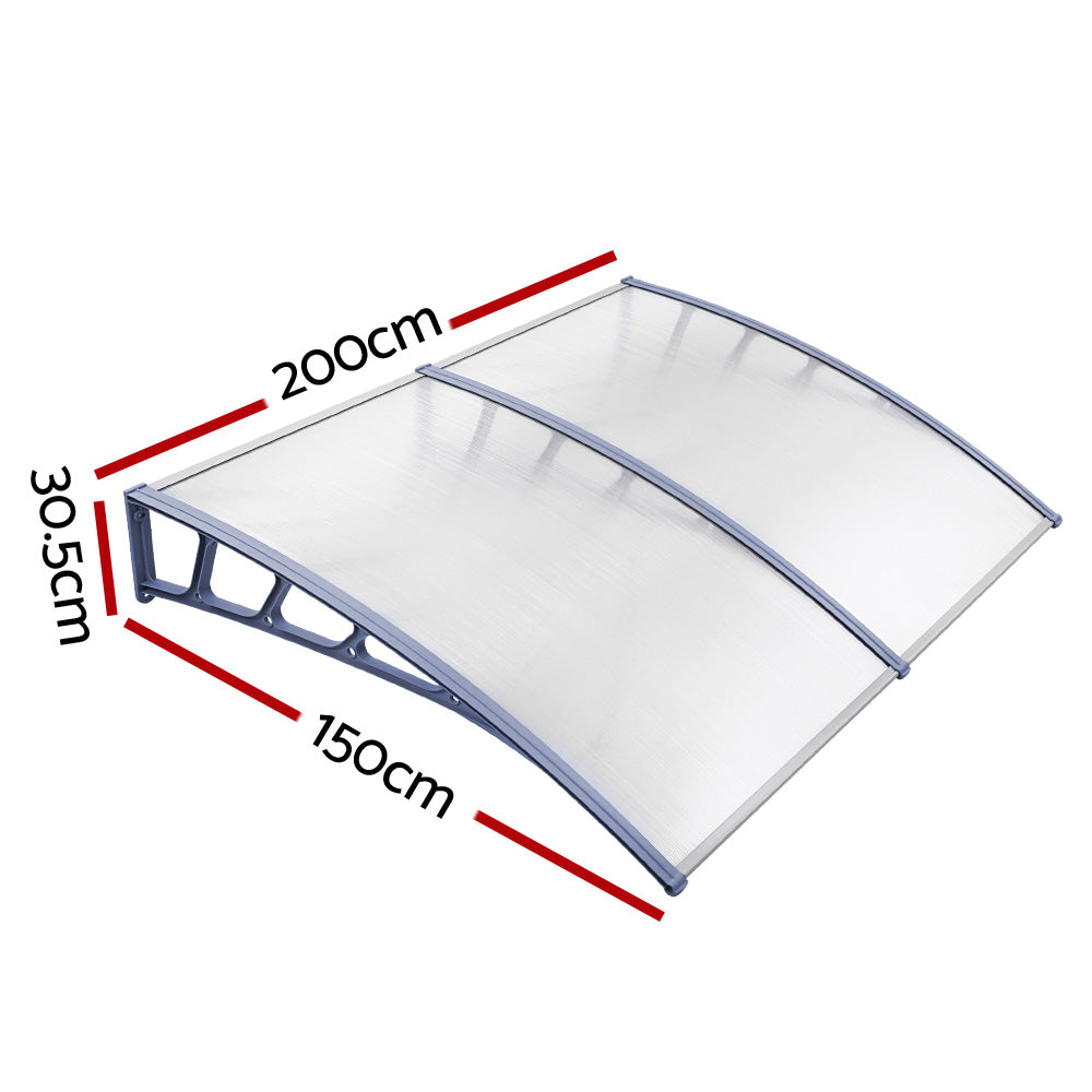 Instahut Door Window Awning UV Rain Protection 2m Transparent