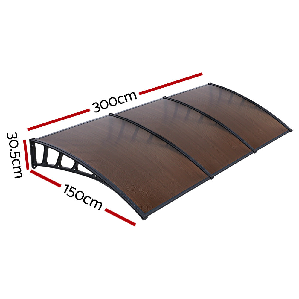 Instahut Door Window Awning UV Rain Protection 3m Brown