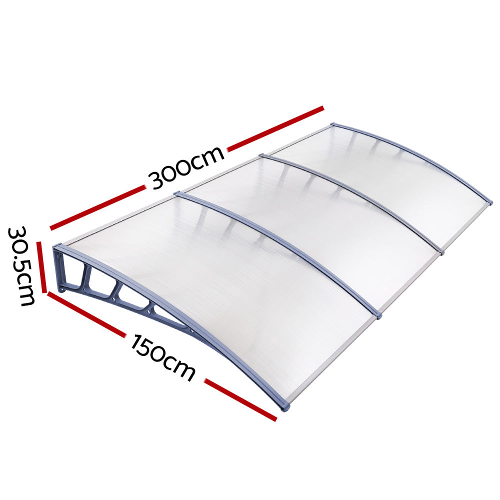 Instahut Door Window Awning UV Rain Protection 3m Transparent