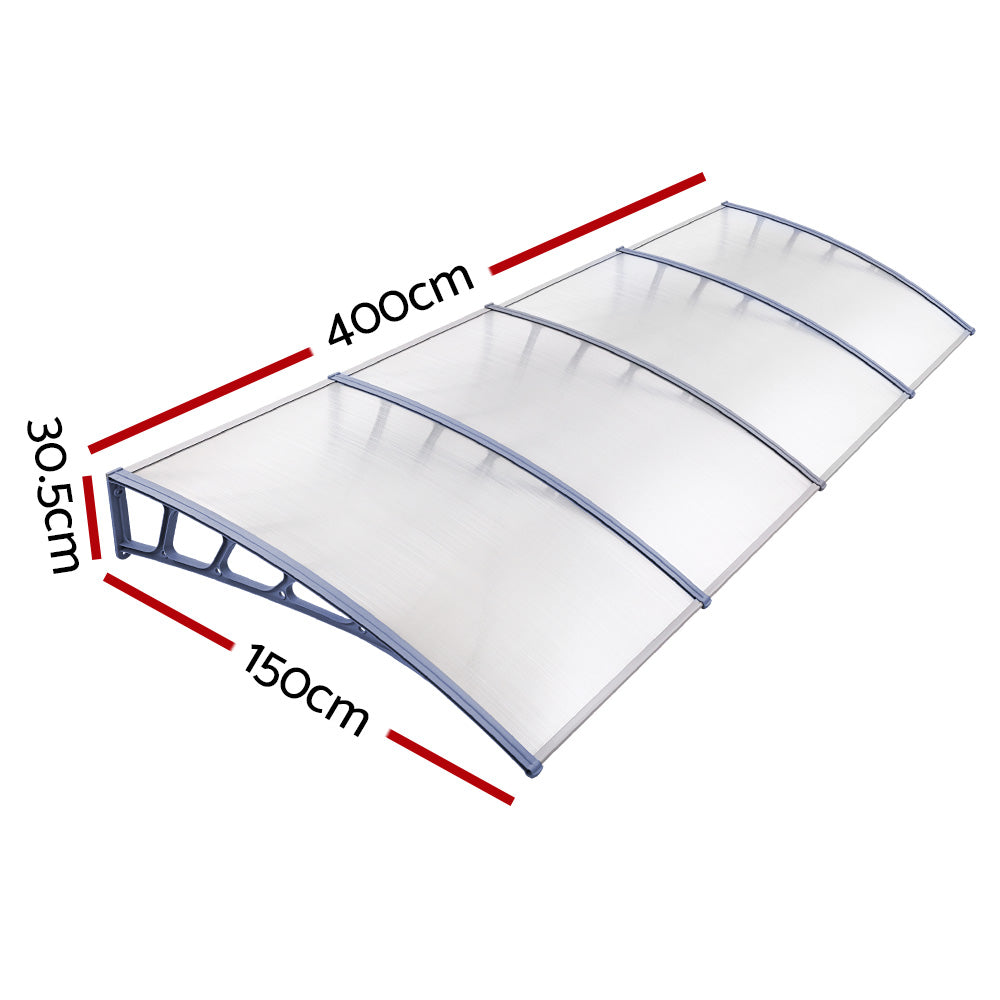 Instahut Door Window Awning UV Rain Protection 4m Transparent