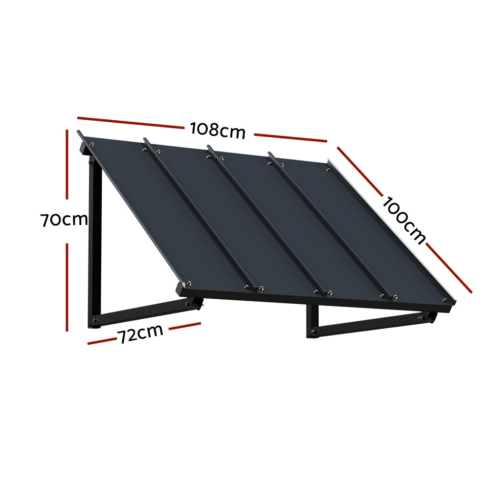 Instahut Window Door Awning UV Rain Resistant 1x1.2m Black