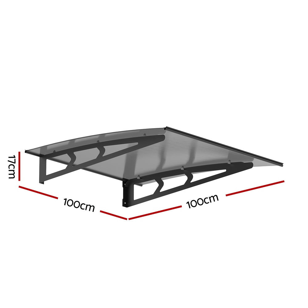 Instahut Window Door Awning Canopy UV Rain Resistant 1x1m Grey