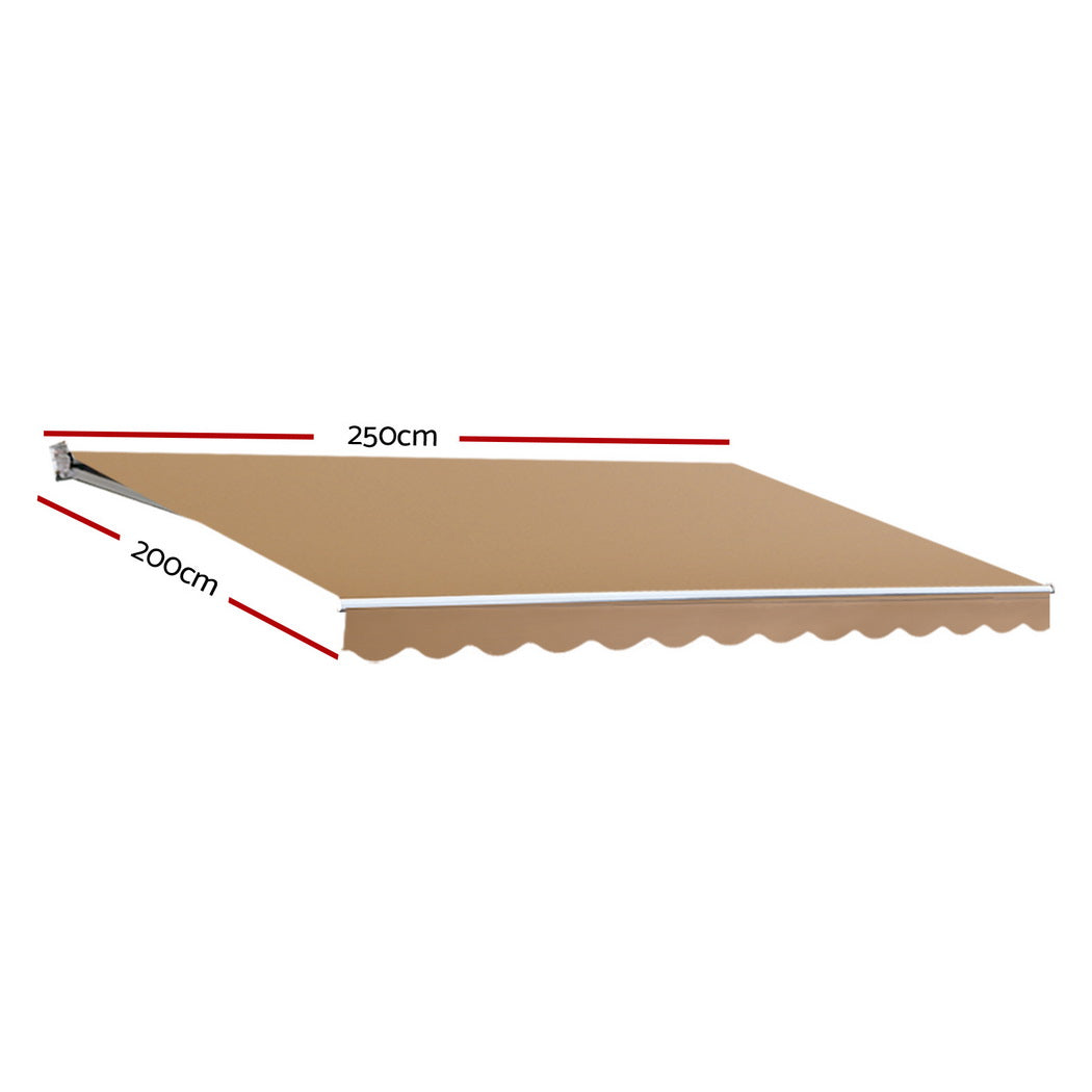Instahut Folding Arm Awning Retractable Sunshade 2.5x2m Beige
