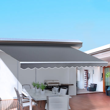 Instahut Folding Arm Awning Manual Sunshade 3x2.5m Grey
