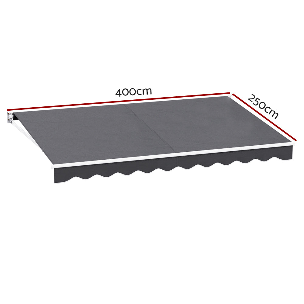 Instahut Retractable Folding Arm Awning 4m x 2.5m Grey