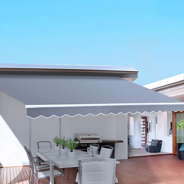 Instahut Folding Arm Awning UV Waterproof Retractable Shade 4m Pearl Grey