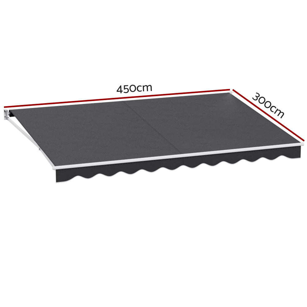 Instahut Retractable Folding Arm Awning 4.5m x 3m Grey