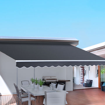 Instahut Folding Arm Awning Retractable Outdoor Shade 5M x 3M Grey