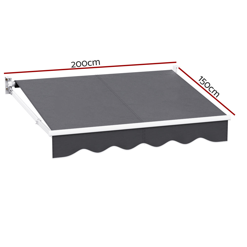 Instahut Motorised Folding Arm Awning 2x1.5m Grey with Remote
