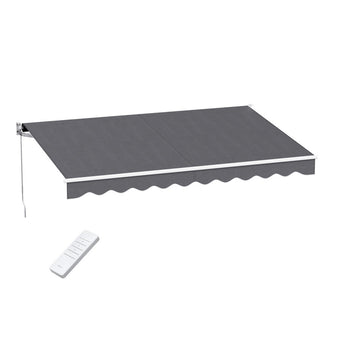 Instahut Retractable Arm Awning Motorised Outdoor Sunshade 3M x 2M Grey