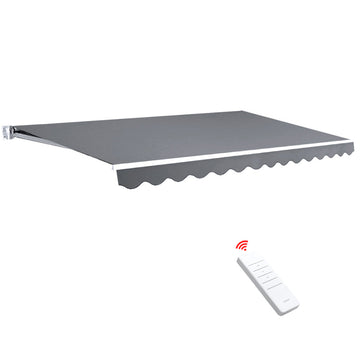 Instahut Motorised Folding Arm Awning 3x2.5m Pearl Grey with Remote