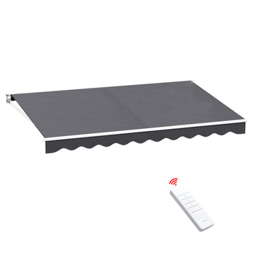 Instahut Motorised Folding Arm Awning 4x2.5m Grey with Remote