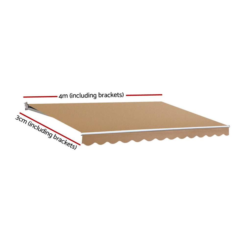 Instahut Motorised Folding Arm Awning 4x3m Beige with Remote