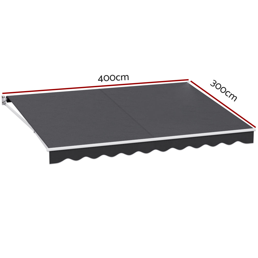 Instahut Motorised Folding Arm Awning 4x3m Grey