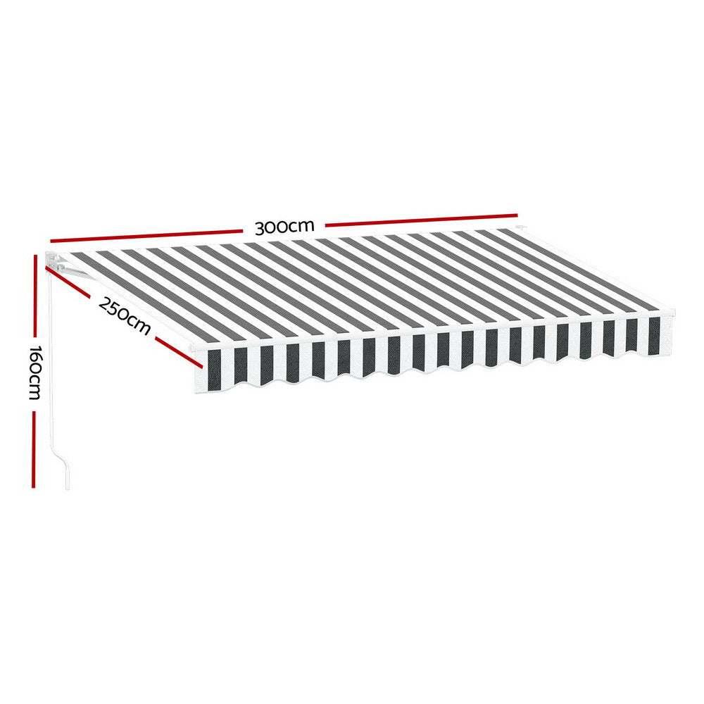 Instahut Motorised Folding Arm Awning Sunshade 4x3M Grey White