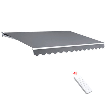 Instahut Motorised Folding Arm Awning 4x3m Pearl Grey with Remote