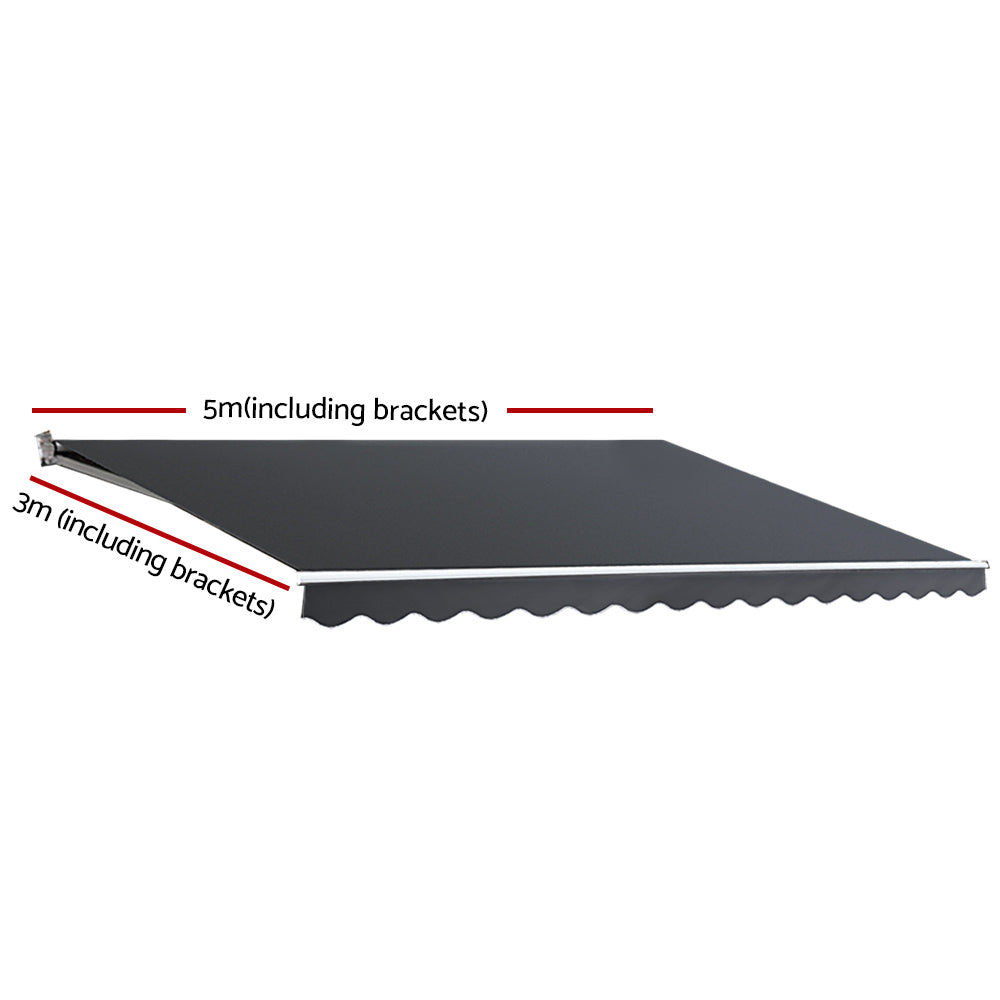 Instahut Motorised Folding Arm Awning 5x3m Grey