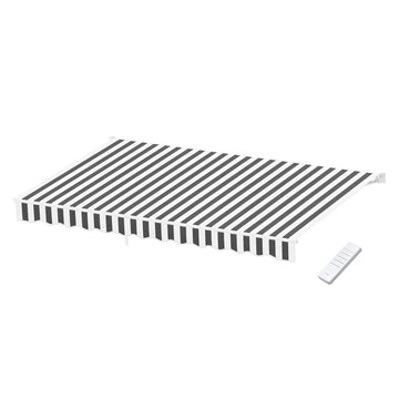 Instahut Motorised Folding Arm Awning Remote Control Outdoor Sunshade 5x3m Grey White