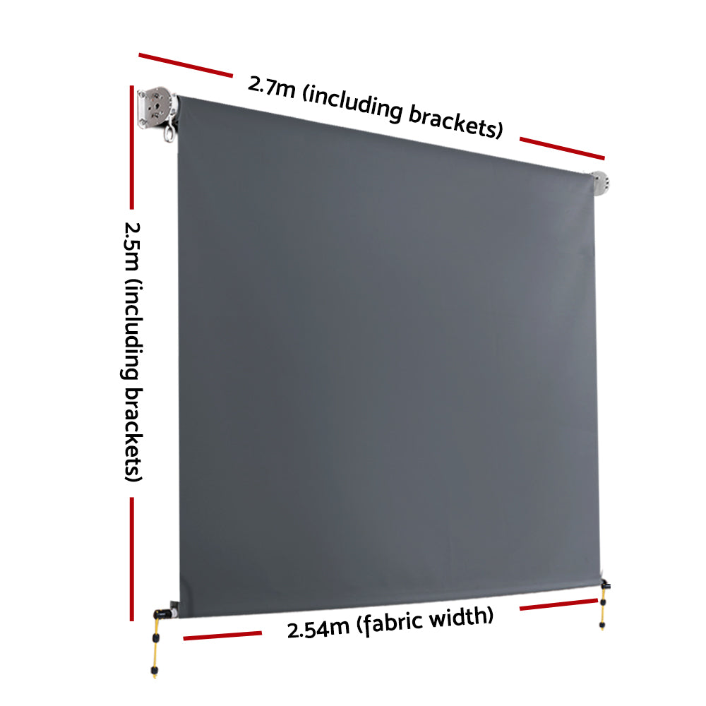 Instahut Retractable Outdoor Blinds Awning 2.7x2.5m Grey