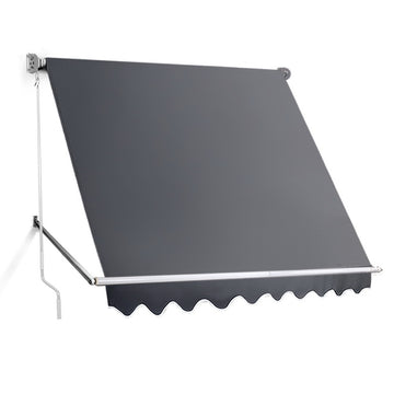 Instahut Pivot Arm Awning UV Protection Retractable Patio 2.4x2.1m Grey