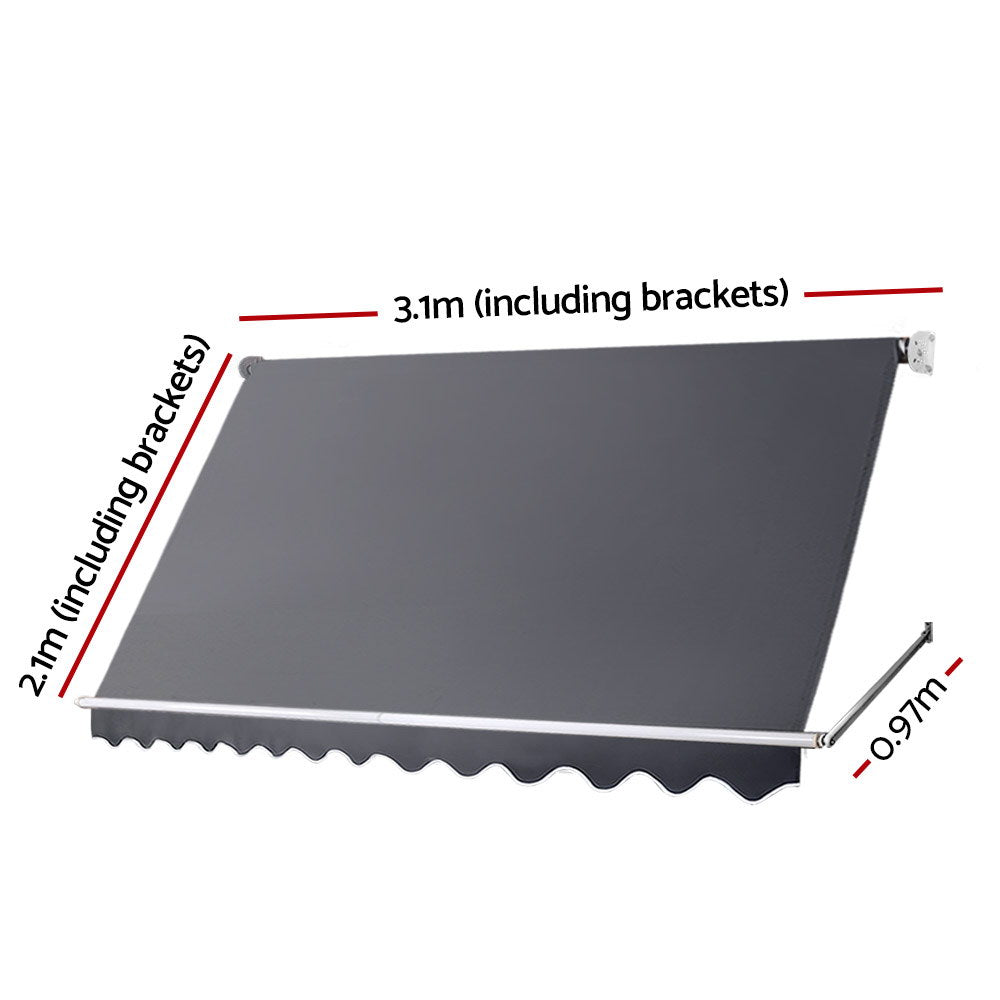Instahut Outdoor Awning Door Window UV Rain Resistant 1.2x3m Grey