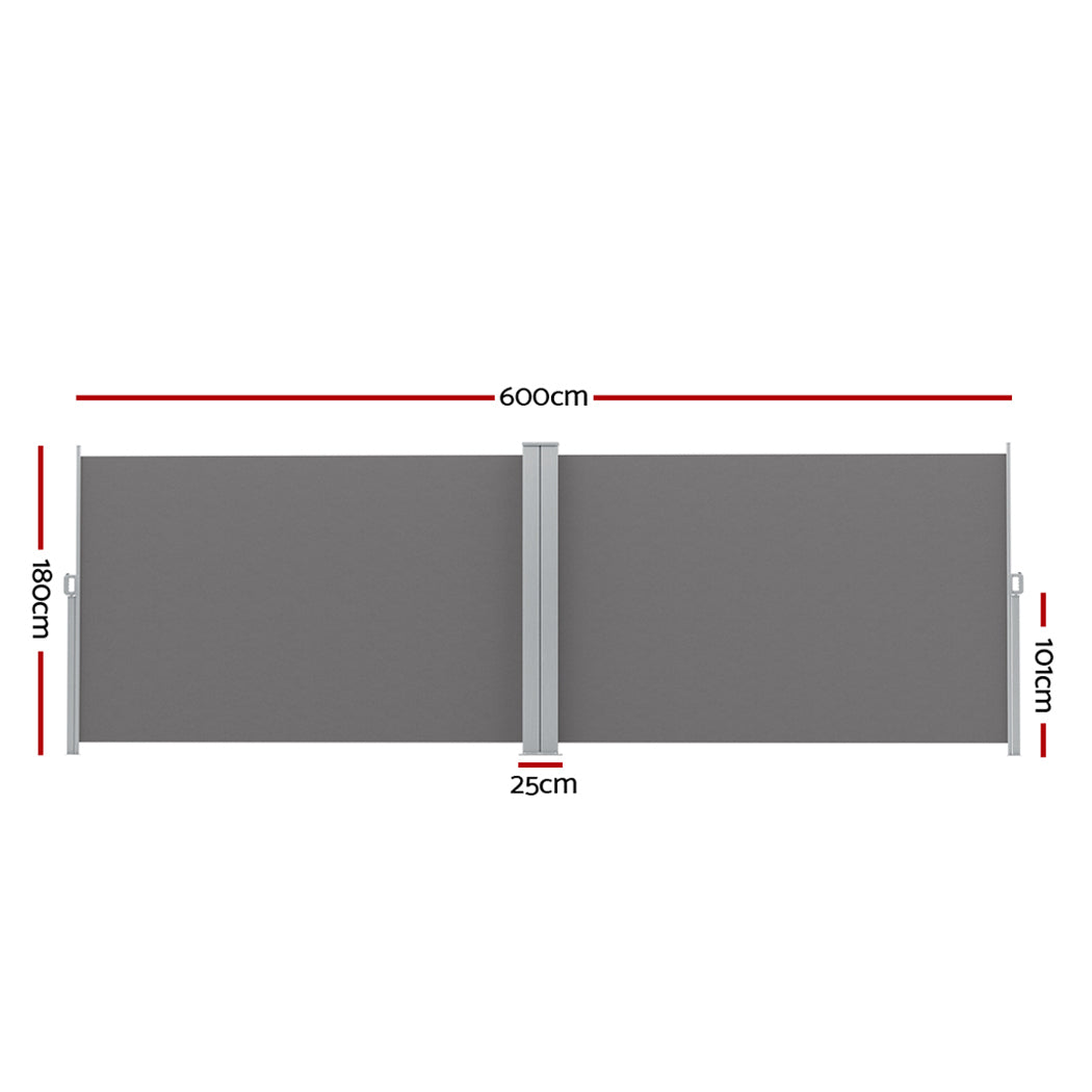 Instahut Retractable Side Awning 1.8x6m Grey