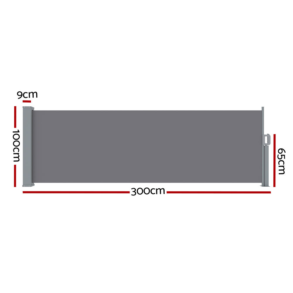 Instahut Side Awning Sun Shade Screen 1x3M Grey