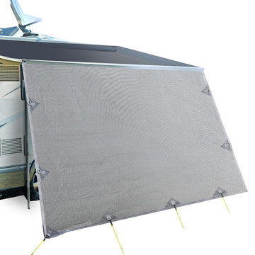 Caravan Privacy Screen Roll Out Awning End Wall 4x1.95m Grey