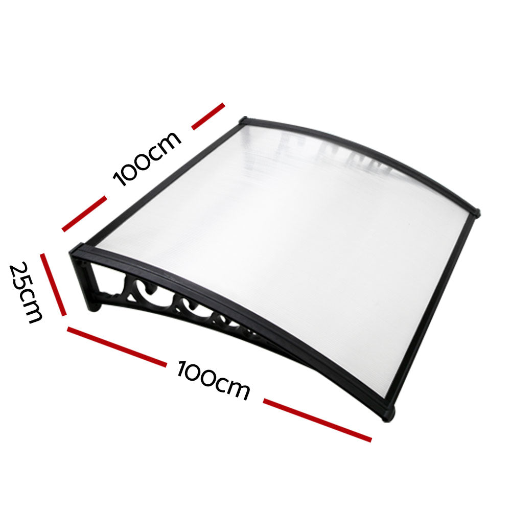 Instahut Window Door Awning UV Rain Resistant 1x1m Transparent