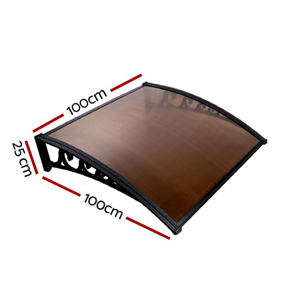 Instahut Window Door Awning UV Rain Resistant 1x1m Brown